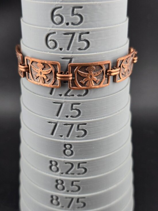 None Jewelry - Vintage Copper Link Bracelet Kachina- Size 7.75" Rustic Tribal Panel